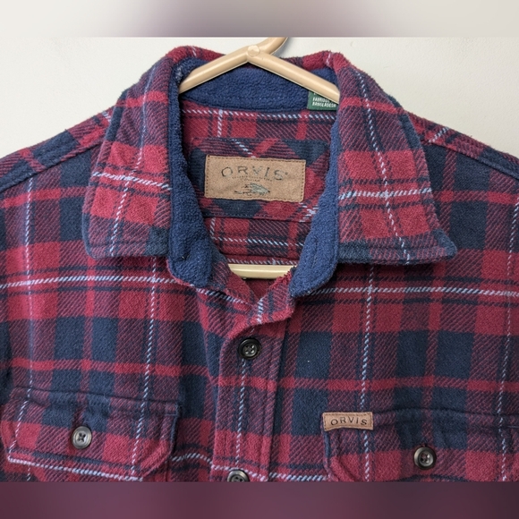 ORVIS Men heavy weight Flanel size medium 100% cotton Red and Blue color - Picture 7 of 13